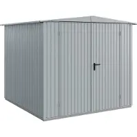 Hörmann , Metall-Gerätehaus Berry Classic mit Satteldach Typ 2, 259 x 248 cm, fenstergrau, 6,4 m², 2-flüglige Tür
