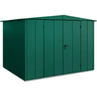Hörmann , Metall-Gerätehaus Berry Modern mit Satteldach Typ 3, 324 x 248 cm, moosgrün, 8 m², 2-flüglige Tür