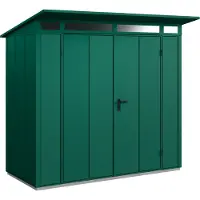 Hörmann , Metall-Gerätehaus Berry Modern mit Pultdach Typ 1, 248 x 153 cm, moosgrün, 3,8 m², 2-flüglige Tür