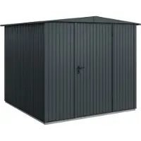 Hörmann , Metall-Gerätehaus Berry Classic mit Satteldach Typ 2, 259 x 248 cm, anthrazitgrau, 6,4 m², 1-flüglige Tür