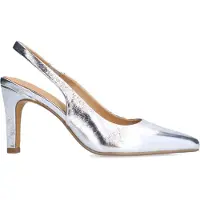 Manfield Silberfarbene Slingbackpumps aus Leder | Größe 39