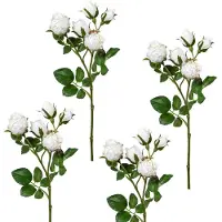 Creativ Green Kunstblume , weiß, H:39cm, Kunststoff, Polyester, Kunstpflanzen, Kunstblume, 4er Set