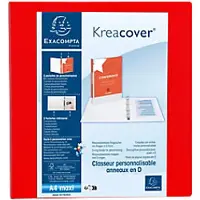 Exacompta Kreacover 60 mm Ringbuch Pappkarton, PP (Polypropylen) DIN A4+ 4 Ringe Rot 51845RE 10 Stück