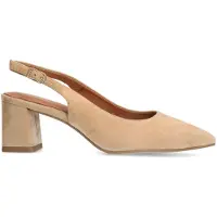 No Stress Beigefarbene Slingbackpumps aus Veloursleder | Größe 40