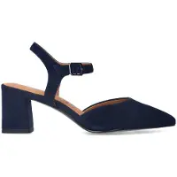 No Stress Marineblaue Slingbackpumps aus Veloursleder | Größe 42