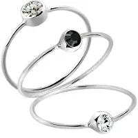 Elli Ring Set Stacking Zart Kristalle 925 Silber Elli Grau