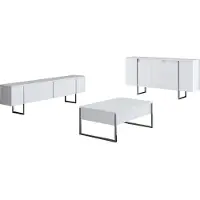 Skye Decor , Luxe - White, Silver, Wohnzimmermöbel-Set, Weiß, 100 % MELAMINBESCHICHTETE SPANPLATTEN, 180 x 30 x 50 cm