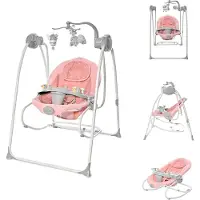 Lorelli Babywippe elektrisch Tango 2 in 1, Fernbedienung, MP3, Timer, Mobile rosa pink