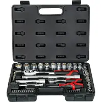 Stier Steckschlüsselsatz, 54 teilig, 1/4 Zoll und 1/2 Zoll, Schraubenschlüssel und Bits, Bitsatz, Ratschenschlüsselset, Steckschlüssel, Ratsche, Bit Set