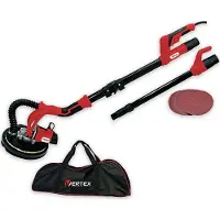 VERTEX , Trockenbauschleifer, 710 W, 225-mm-Schleifscheibe, Langhalsschleifer für Spachtelmasse, Staubabsaugung, Staubbeutel, Verlängerungsstange