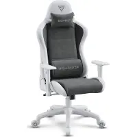 Sense7 Gamingstuhl Spellcaster FUKU Alcantara Weiß Grau - Ergonomischer Bürostuhl Schreibtischstuhl bis 120kg Wippfunktion Rollen Chefsessel