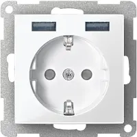 Merten Schuko-Steckdose MEG2366-0325 m.USB Ladegerät aktivweiß glänzend