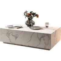 SalesFever Couchtisch 120x75 cm | rechteckig | MDF foliert in Marmoroptik | B 120 x T 75 x H 35 cm | weiß
