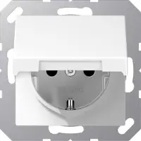 JUNG SCHUKO-Steckdose, 16 A 250 V , Klappdeckel, Thermoplast, Serie A, alpinweiß, 1 Stk.