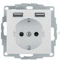 Berker Steckdose SCHUKO/USB A-A, S.1, weiß glänzend, Type F + 2 x USB A, Weiß, Thermoplast, IP20, 250 V, 16 A