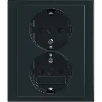 Busch-Jaeger Schuko Doppelsteckdose volle Abdeckung Safety+ 2TKA00003883 202 EUJB-81