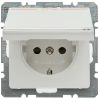 Berker Steckdose SCHUKO mit Klappdeckel, BSF u. erh.BS Q.1/Q.3 polarweiss samt