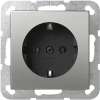 Gira SCHUKO-Steckd. o.Kr. System 55 Edelstahl 4466600