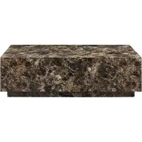 SalesFever Couchtisch 120x75 cm | rechteckig | MDF foliert in Marmoroptik | B 120 x T 75 x H 35 cm | Braun