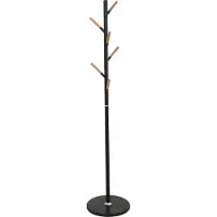 En.casa Garderobenständer Nacka 172x37 cm Schwarz + Holzoptik