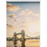 Lichtblick Rollo Klemmfix, ohne Bohren, blickdicht, Tower Bridge - Rot Weiß 120 x 150 cm (B x L)