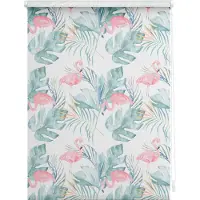 Lichtblick Rollo Klemmfix, ohne Bohren, blickdicht, Flamingo - Rosa Grün 120 cm x 150 cm (B x L)