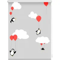 Lichtblick Rollo Klemmfix, ohne Bohren, blickdicht, Pinguine - Rot 45 x 150 cm (B x L)