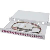 Digitus LWL Spleißbox, 1HE, bestückt, 24x LC DX, OM4, Kabelmanagementtafel, Stahl, Grau, 1 Stück(e)