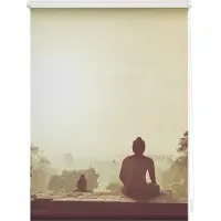 Lichtblick Rollo Klemmfix, ohne Bohren, blickdicht, Tempel Borobudur - Orange 120 cm x 150 cm (B x L)