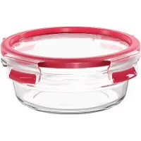 EMSA Aufbewahrungsbecher "Clip & Close Glas" 2 tlg. 0,6 Liter, rund, Stapelkante, backofengeeignet, auslaufsicher