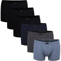 Götzburg Boxershorts GÖTZBURG "Boxershort 6er Pack", Herren, Gr. L, bunt (schwarz, blau, grau), Obermaterial: 95% Baumwolle CO. 5% Elasthan EL., Unterhosen Boxershorts