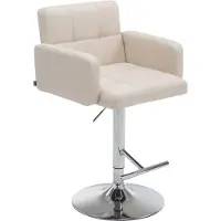 CLP Barhocker Los Angeles, Stoff höhenverstellbar und drehbar | Farbe creme Gestell Farbe chrom