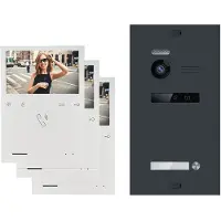 Balter Evo Quick Video Türsprechanlage für 1 Familienhaus mit 3x 4,3 Zoll Monitor 2-Draht Bus Anthrazitgrau