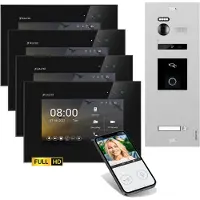 Balter EVO-HD WIFI Video-Türsprechanlage mit Fingerprint & RFID für 1-Familienhaus mit 4x Monitor Schwarz