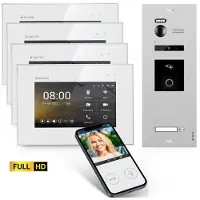Balter EVO-HD WIFI Video-Türsprechanlage mit Fingerprint & RFID für 1-Familienhaus mit 4x Monitor Weiß