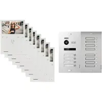 Balter Evo Quick Video Türsprechanlage für 12 Familienhaus mit 12x 4,3 Zoll Monitor 2-Draht Bus Silber