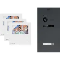 Balter EVO HD MINI Aufputz Video Türsprechanlage Schwarz Set für 1-Familienhaus 4x 4,3" Monitor