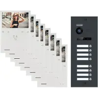 Balter Video Türsprechanlage EVO QUICK für 8 Familienhaus mit 8x 4,3 Zoll Monitor 2-Draht BUS... EVO-QUICK-8FAM|Anthrazitgrau