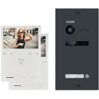 Balter Evo Quick Video Türsprechanlage für 1 Familienhaus mit 2x 4,3 Zoll Monitor 2-Draht Bus Anthrazitgrau