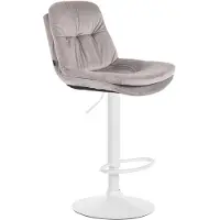 CLP Barhocker Laurel Samt grau/Metall matt weiss