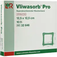 Vliwasorb Pro superabsorb.Komp.steril 12,5x12,5 cm 10 St Kompressen