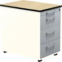 Mauser Schubladencontainer auf Rollen, 573x600mm, 3 Schubl., reinweiß/alusilber/Ahorn