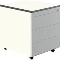Mauser Schubladencontainer m. Rollen, 579x600, Kunststoffpl., 3 Schubl. weiß/alu/weiß