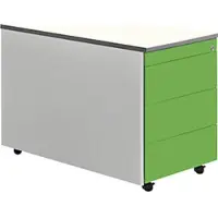 Mauser Schubladencontainer, Rollen, 579x800, Kunststoffpl., 3 Schubl.,alu/gelbgrün/weiß