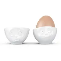 Tassen Eierbecher Set - ochbitte/lecker weiß