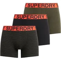 Superdry für Herren. M3110452B 3er-Pack Boxershorts Text schwarz, grün (S), Heimtextilien, Baumwolle