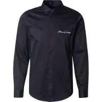 Armani Exchange für Herren. XM001224AF10192UB101 Marineblaues Stretch-Hemd (M), Lässig, Baumwolle, Klassisch, Langarm