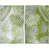 Esschert Design Gartenteppich Blätter 150x240cm, Draußen, Teppich, Grün, Weiß, Abbildung, Blumig, Rechteck