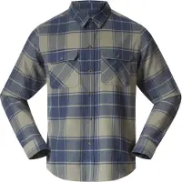 Bergans Hemd Herren Nordmarka Flannel Shirt Green Mud/Navy Blue Check-XL