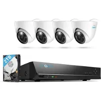 Reolink RLK8-1200D4-A, 12MP PoE Überwachungssystem Aussen, 8CH 2TB HDD NVR & 4X PoE Überwachungskamera, 24/7 Aufzeichnung, Spotlight, Smarte Erkennung